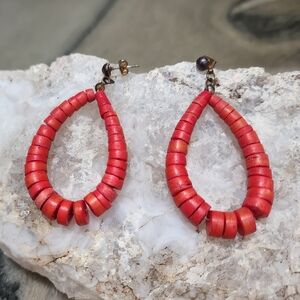 Vintage Red Beaded Earrings